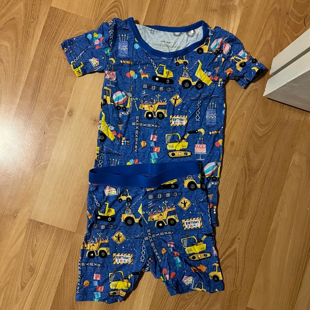 Little Sleepies Blue Construction Birthday Pajama Set
